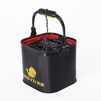 24cm EVA Folding Fishing Water Bucket With Handle Foldable Water Tank BLACK COLOR