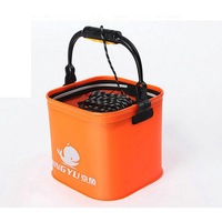 24cm EVA Folding Fishing Water Bucket With Handle Foldable Water Tank ORANGE COLOR