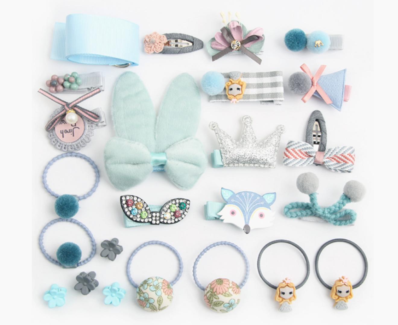 24Pcs Children'S Hair Ornament Set Girl'S Butterfly Tie Cartoon Clip Headdress Set - G