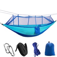 260x140cm Outdoor Double Camping Hammock Hanging Swing Bed With Mosquito Net SKYBLUEANDBLUE COLOR
