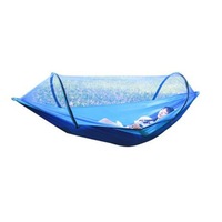 260x150cm Outdoor Double Hammock Hanging Swing Bed With Mosquito Net Camping Hiking BLUE COLOR