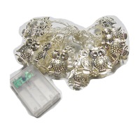 2M 20 LED Metal Owl String Lights LED Fairy Lights for Festival Christmas Halloween Party Wedding Decoration Battery Powered
