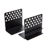 2Pc Iron Bookend Book Shelf Display Magzine Storage Rack Pen Holder Stand Home Bookshelf Office Desktop Organizer