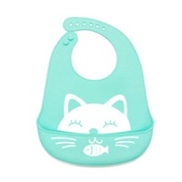 2PC Waterproof Baby Silicone Bibs Kids Feeding Bandana(Light Green)