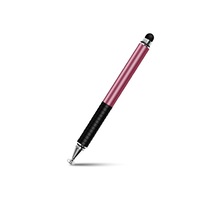 2PCS 2 In 1 Handwriting Capacitive Pen Transparent Suction Cup Dual Touch Point Reader High Stability Metal Painting Pen-Pink