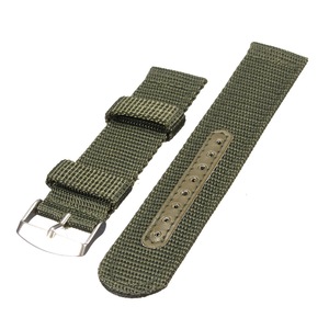 2PCS 24mm Waterproof Watch Band Mens Army Military Nylon Canvas Wrist Bracelet Strap Replacement GREEN COLOR