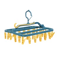 2Pcs 32 Clips Foldable Clothes Drying Rack Windproof Laundry Dryer Laundry Hanger Sock Holder