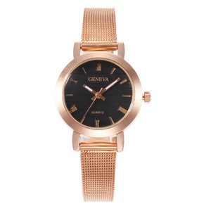 2Pcs 377 Simple Roman Scale Mesh Steel Strap Fashion Women Watch Quartz Watch