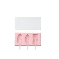 2Pcs Cartoon Ice Cream Molds Cake Biscuit Mold Ice lolly Moulds With Popsicle Stick For Kids DIY Silicone Makers