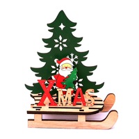 2Pcs Christmas Wooden Sled Christmas Ornaments Home Wood Decoration Cartoon Old Man Snowman Elk Christmas Assembled DIY Party Decor