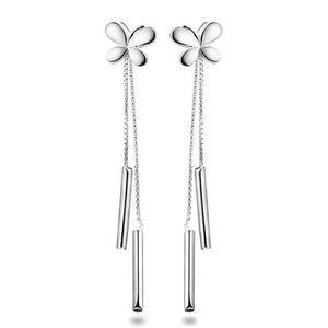 2PCS Copper Butterfly Earrings Tassel Ear Wire Wild Fashion Jewelry Cute Vintage Jewelry