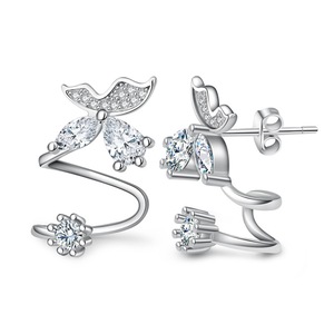 2PCS Copper Butterfly Shiny Jewelry Stud Earrings for Women Girls Gift Cute Trendy