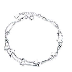 2PCS Copper Charm Bracelets Women Girls Star Beads Wedding Engagement Jewelry