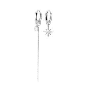 2PCS Copper Circle Asymmetric Hoop Earrings for Women Star Earrings Jewelry Party Gifts