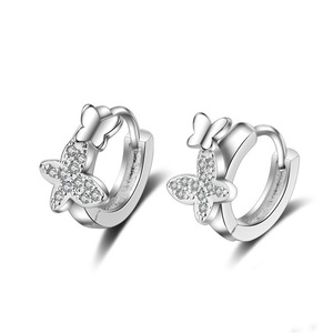2PCS Copper Double Butterfly Stud Earrings Earring for Women Girl Fashion Jewelry Christmas Gift