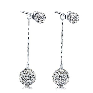 2PCS Copper Earrings Ball Tassel Long Section of Jewelry Earrings
