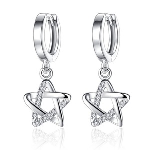 2PCS Copper Earrings Jewelry Woman Fashion Retro Hollow Stars Earrings