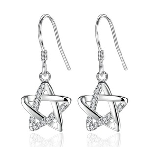 2PCS Copper Earrings Jewelry Woman Fashion Retro Long Star Hollow Earring