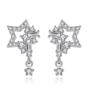 2PCS Copper Earrings Retro Simple Pentagram Earring Jewelry