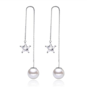 2PCS Copper Fashion Earrings Tassel Drop Earrings Simple Jewelry