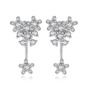 2PCS Copper Fashion Jewelry Cute Snowflake Flower Stud Earrings Girls Hanging Earrings