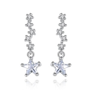 2PCS Copper Fashion Star Earrings Female Temperament Personality Jewelry Pentagonal Star Drop Earrings