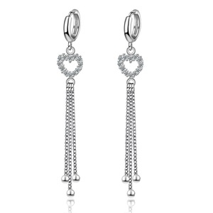 2PCS Copper Heart Jewelry Tassel Long Earrings for Women Lady Gift
