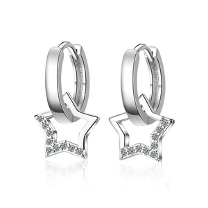 2PCS Copper Hollow Star Hoop Earrings for Women jewelry Earring