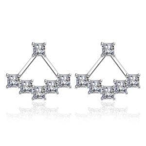 2PCS Copper Jewelry Female Square Earrings Simple Geometric Five-star Earrings Hanging