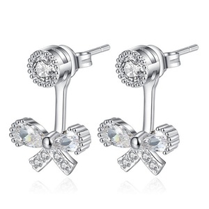 2PCS Copper Jewelry Ladies Sweet Bowknot Earrings Girls Tassel Personal Earrings Jewelry Gifts
