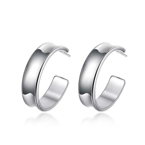 2PCS Copper Jewelry Smooth Round Circle Earrings Fashion Classic Woman Earring
