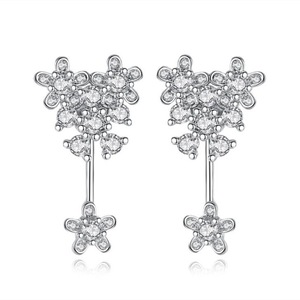 2PCS Copper Jewelry Stud Earrings Retro Simple Flower Earrings