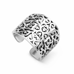 2PCS Copper Rings for Women Vintage Hollow Flowers Birthday Party Jewelry