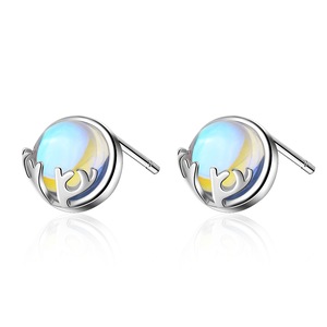 2PCS Copper Stud Earrings for Women Pretty Small Ear Jewelry for Female Mermaid Stud Earrings Gift