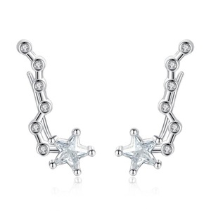 2PCS Copper Stud Earrings Retro Simple Tassel Five-pointed star Jewelry
