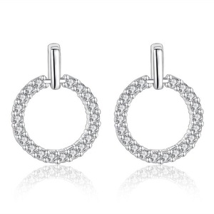 2PCS Copper Stud Earrings Woman Fashion Jewelry Retro Simple Round Hollow Earrings