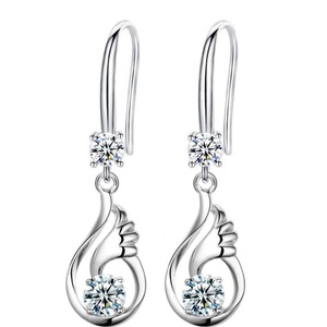 2PCS Copper Woman Fashion Jewelry Earrings Wing Long Tassel Hook Earrings