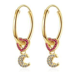 2PCS Copper Woman Fashion Jewelry Simple Moon Long Fringed Earrings