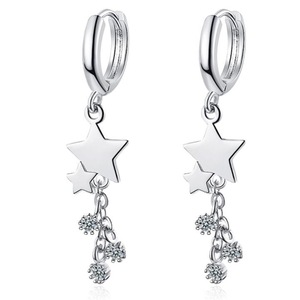 2PCS Copper Woman Fashion Jewelry Simple Star Long Fringed Earrings