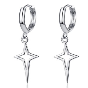 2PCS Copper Woman Fashion Jewelry Star Simple Retro Long Tassel Earrings