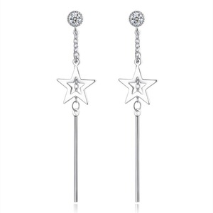 2PCS Copper Woman Jewelry Fashion Retro Long Tassel Hook Earrings