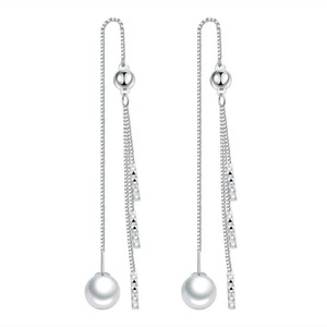 2PCS Copper Women Fashion Jewelry Long Tassel Ear Line Retro Simple Earrings