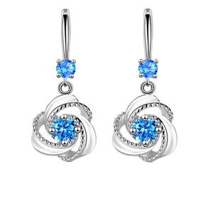 2PCS Copper Women's Fashion Jewelry Flower Hook Type Long Tassel Earrings