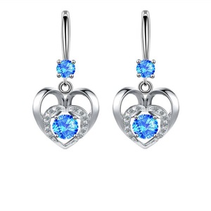2PCS Copper Women's Fashion Jewelry Heart-shaped Hollow Long Tassel Hook Earrings