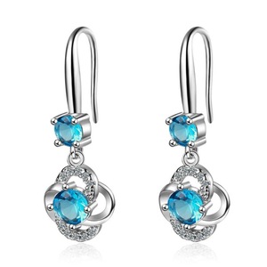 2PCS Copper Women's Fashion Jewelry Long Tassel Flower Retro Hook Earrings