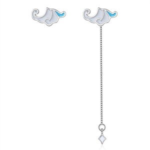 2PCS Copper Women's Fashion Jewelry Simple Long Tassel Cloud Earrings