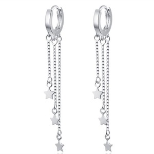 2PCS Copper Women's Fashion Jewelry Simple Retro Stars Long Tassel Earrings