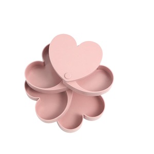 2Pcs Creative 4 Layers Rotating Heart Jewelry Box Plastic Jewelry Container Case Earrings Ring Box Multi-Function Jewelry Storage Box