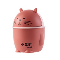 2Pcs Creative Cartoon Desktop Trash Can with Swing Lid Debris Storage Box Dustbin Office Supplies Small Trash Bin Mini Car Litter Can