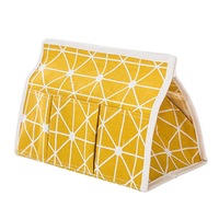 2PCS Creative Linen Cloth Tissue Box Multifunctional Six-pocket Drawer Box Desktop Storage Box YELLOW COLOR